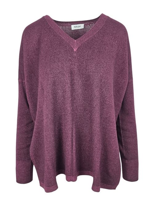 maglia donna over scollo a v sovratinto melanzana. Base Milano | B2102-857186